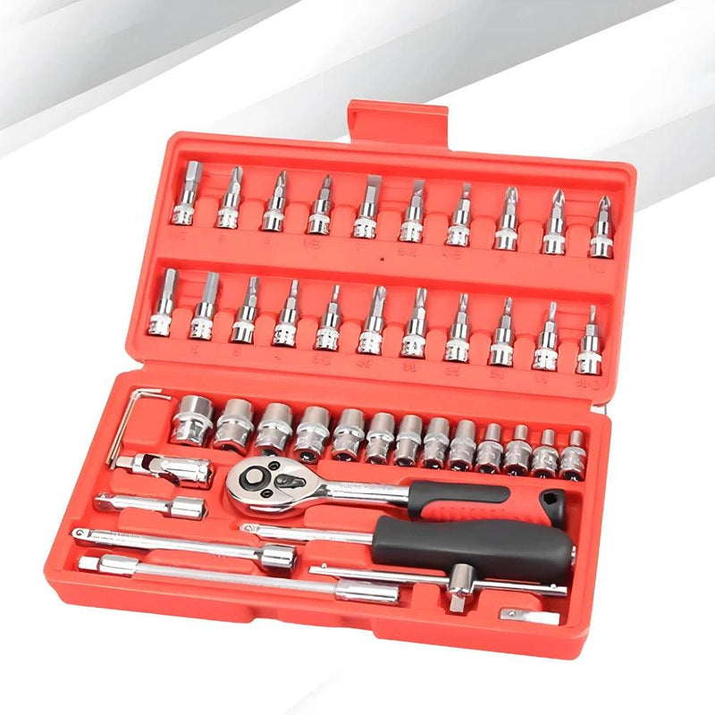 Kit de Herramientas 46PCS - Llave, Carraca, Socket para Mantenimientos y Reparaciones - All-In-One Toolset